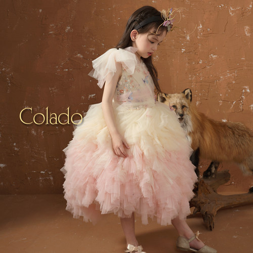 Colado扣诺高端定制女童绝美走秀礼服儿童轻奢花童小主持人公主裙 - 图1