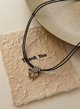 新中式滴釉彩绘蝴蝶项链