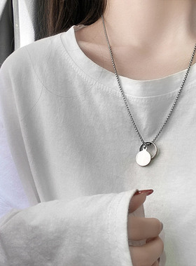 Wind 甜酷冷淡风素圈戒指个性百搭吊坠明星同款毛衣项链小众设计