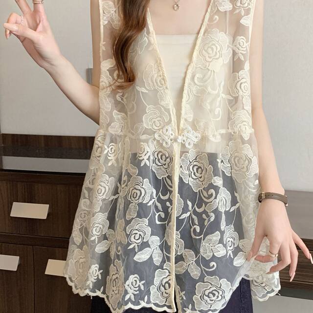 ເສື້ອຢືດ chiffon ຄໍ V embroidered ດອກໄມ້ສໍາລັບແມ່ຍິງ 2026 summer ຂະຫນາດຂະຫນາດໃຫຍ່ໄຂມັນ mm ຊັ້ນ chic ເດັກນ້ອຍເທິງ doll