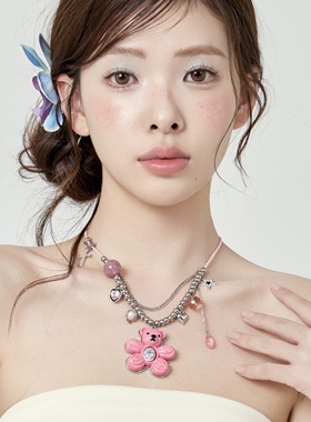 Starfire原创设计可爱小熊吊坠项链女款甜酷多巴胺卡通挂脖配饰