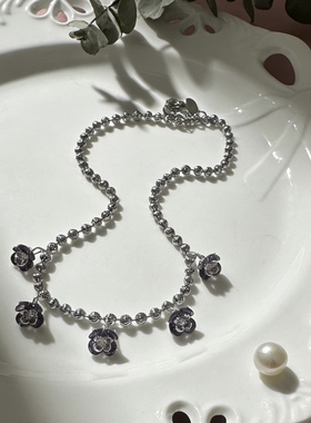 小兰花轻奢银色吊坠锁骨链女款