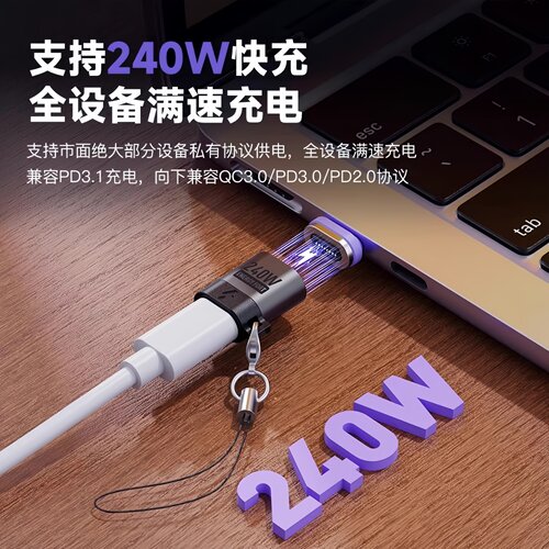 SIKAI磁吸快充转接头TypeC旋转弯头typec磁吸弯头c口公对公磁吸快充旋转转接头转换头适用华为小米苹果 - 图2