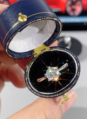 轻奢高级感女戒指95银镀铂金钻戒