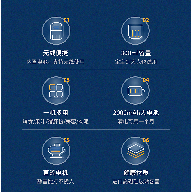 海蒂诗无线辅食宝宝料理机绞肉机 hattiecs海蒂诗搅拌/料理机
