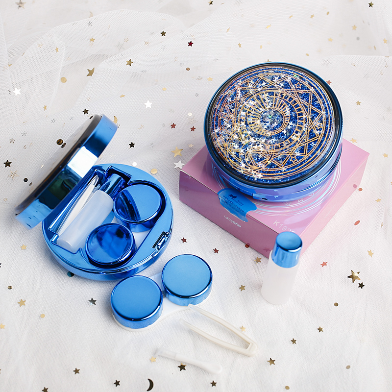 魔法阵流沙美瞳少女近视隐形眼镜便携高颜值收纳双联伴侣盒子zy - 图0