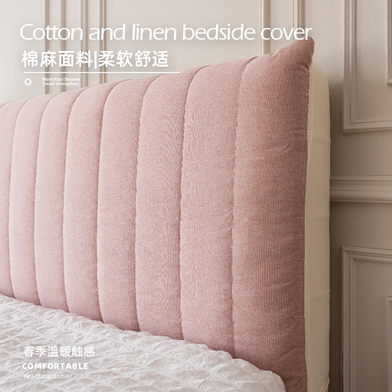 夹棉床头罩2024年新款棉麻软包床头遮丑盖布木床改造神器通用套罩,淘宝优惠券,粉丝福利购,淘宝优惠卷