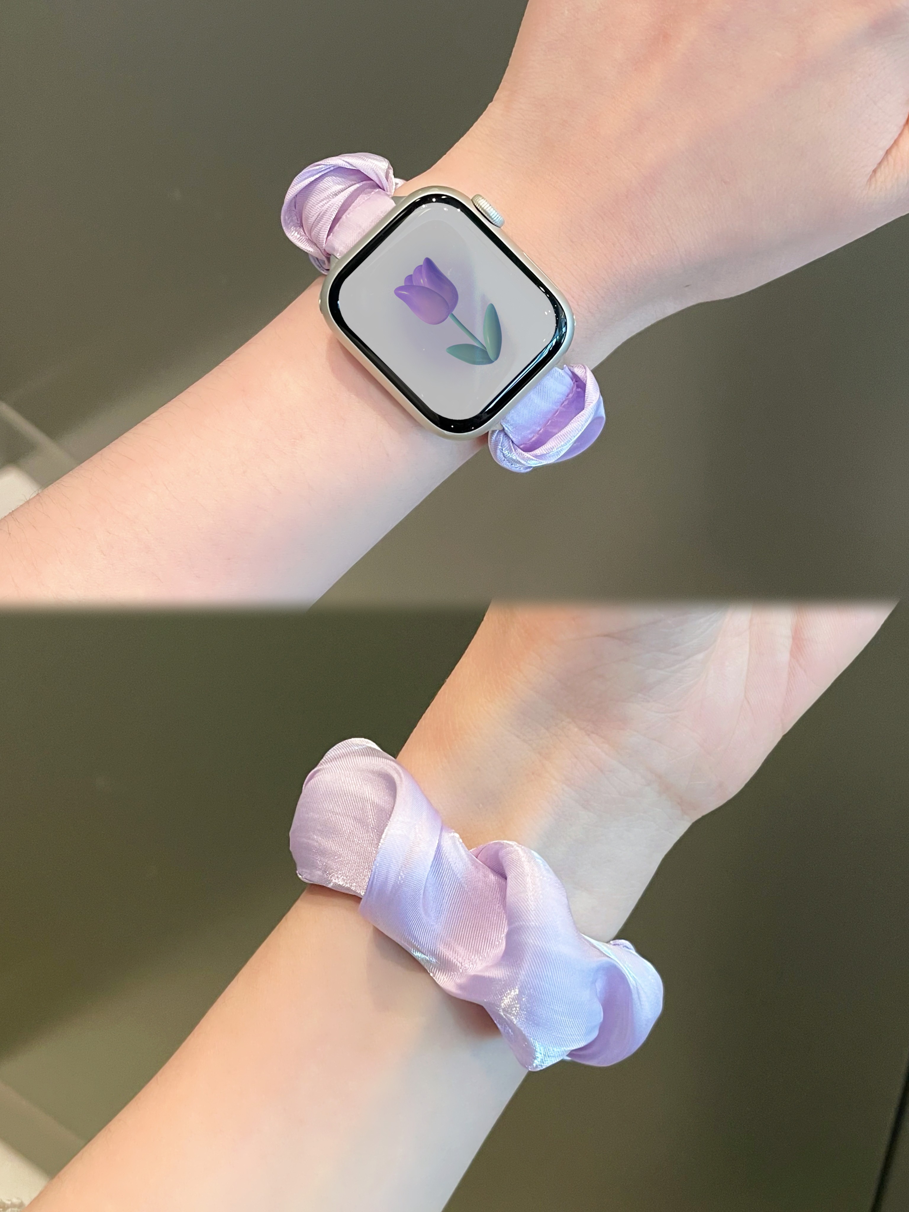 适用iwatch8表带苹果手表新款applewatch7表带s6/5/4代se手表带女款夏天透气大肠发圈夏季创意高级感小众可爱-图0