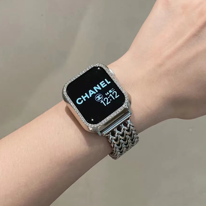 适用applewatch8表带苹果手表iwatch7代表带s6/5/4/se代多链条式不锈钢金属高级感小众个性夏季潮41/45mm女生-图0