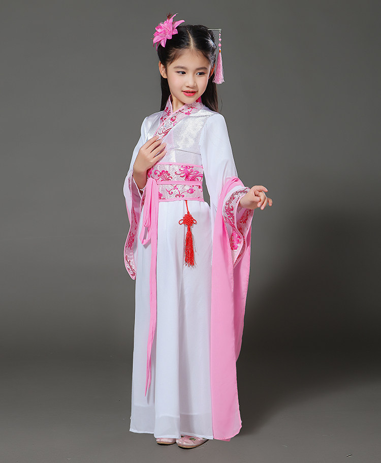 新款女童古代衣服儿童古装女汉服童装古装仙女裙公主裙古筝演出服