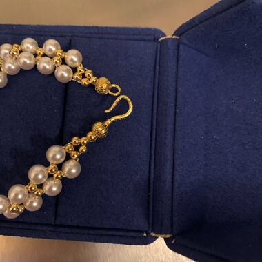 手工编织人造暖光澳白南洋金珠浓金金珠手链女高级感轻奢精致手串