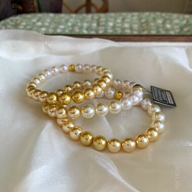 入门款8mm 怀恋温暖的鎏金岁月人造南洋金珠复古 渐变手串手链