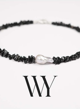 WY金运石拼天然巴洛克珍珠男女同款情侣ins风百搭项链