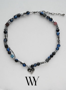 WY新款秒杀原创设计天然水晶黑玛瑙项链小众高级感轻奢锁骨链