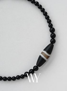WY新款原创设计天然黑玛瑙项链男女同款天珠转运锁骨链情侣款