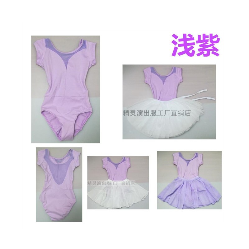 儿童舞蹈练功服短袖形体服背心考级服棉体操服芭蕾舞民族舞连体服 - 图3