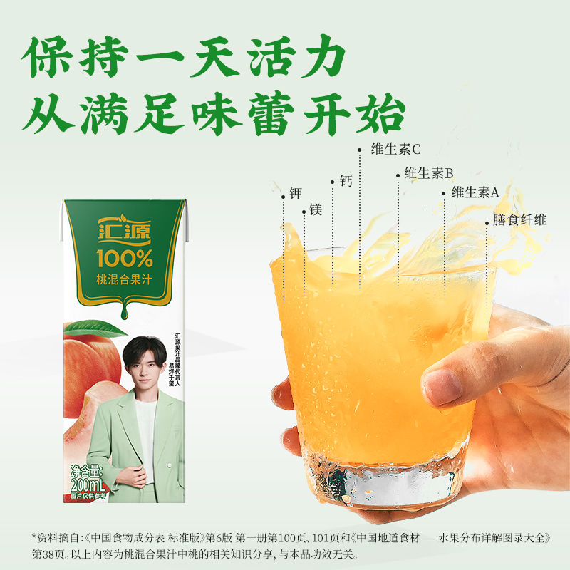 易烊千玺同款汇源100%桃混合果汁苹果200ml*12盒特惠礼盒饮料整箱-图2