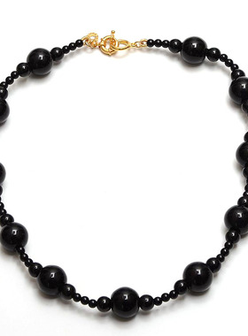 欧美饰品新款黑色水晶珠链