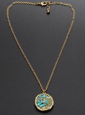 欧美风松石水晶宝石孤品项链女