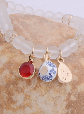 欧美风饰品百搭白色滴油弹力手链