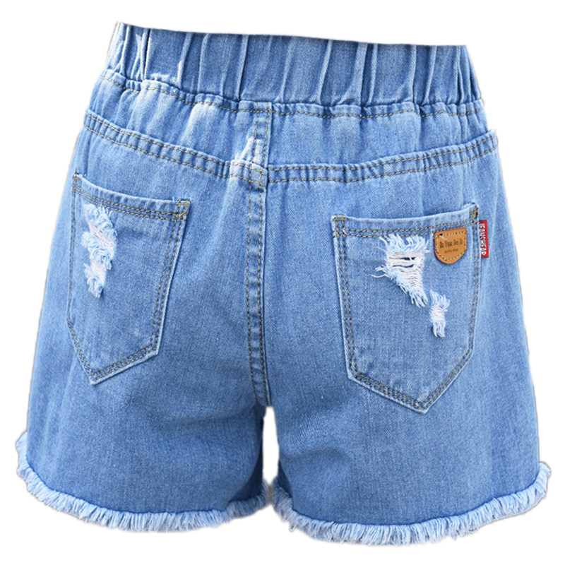 牛仔短裤女夏薄款松紧腰2025韩版新款高腰阔腿裤破洞直筒百搭显瘦,淘宝优惠券,粉丝福利购,淘宝优惠卷