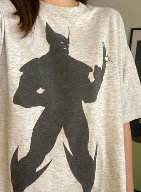 Autismss宝藏屋金刚狼Wolverine黑影T-shirt麻灰色简约短袖T恤tee