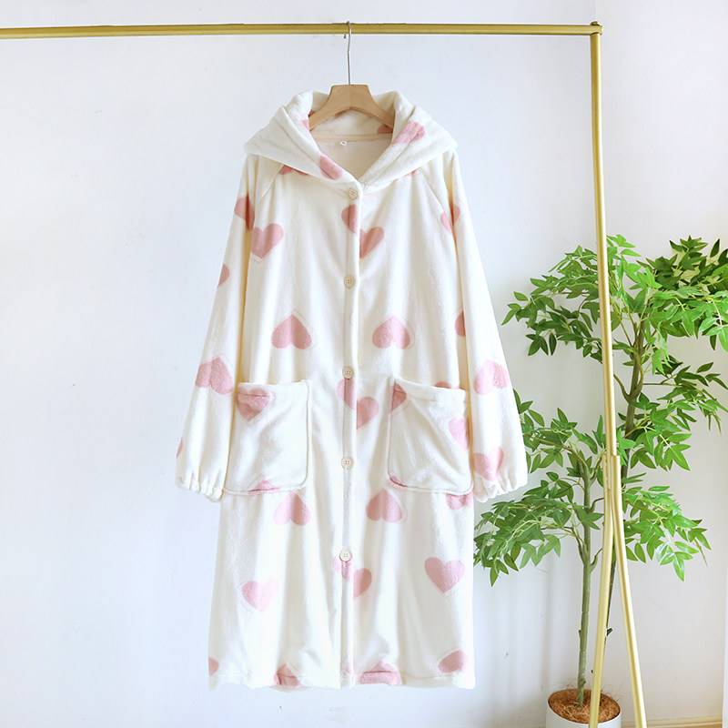 连帽睡袍女士睡衣秋冬季冬款法兰绒加厚加绒珊瑚绒浴袍家居服长款,淘宝优惠券,粉丝福利购,淘宝优惠卷