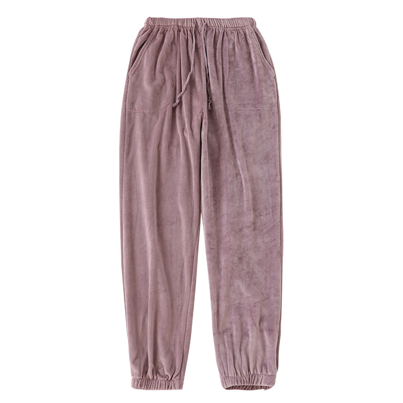 珊瑚绒睡裤女秋冬季加绒保暖家居裤法兰绒保暖暖暖长裤高腰加厚 - 图3