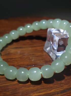 YQ011304新疆的猫20.2克冰润冒油纯净和田玉老坑晴水老型珠手链