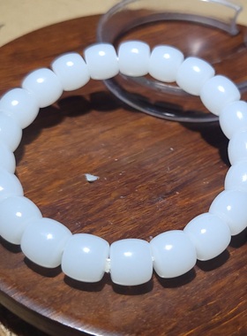 YQ122603 35.5克，10-9mm顶细超白糯新疆黑山羊脂白玉转运珠手串