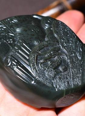 新疆的猫 88.4克，特油特细塔县黑青苏工锦灰堆大挂件LLK22