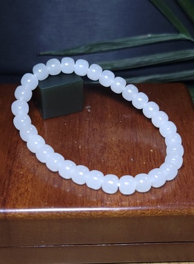 新疆的猫Z121905 14.7克，特油细润净美老坑羊脂白玉老型珠手串