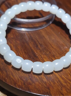 新疆的猫YQ122005 23.2克，8-7mm近脂白玉籽料老型珠手链