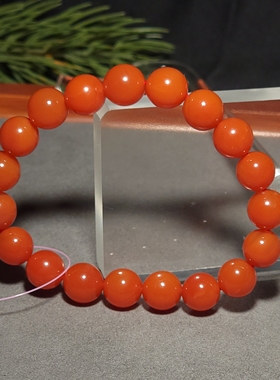 新疆的猫L112401 30.0克直径11mm鲜艳质地纯净樱桃红南红圆珠手链