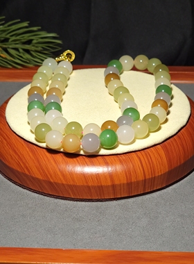 新疆的猫L081302 74.6克，直径10mm精选色泽搭配绚丽多宝项链