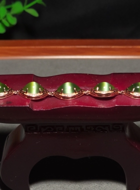 L032704 新疆的猫5.4克猫眼灵动款式精美的925银镶碧玉手链和田玉