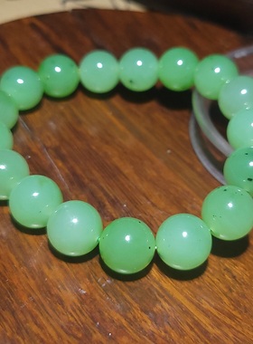 YQ121606 直径12mm46.1克油脂感强烈俄料乌兰海苹果绿圆珠手链