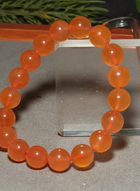 L122301 34.9克，直径11mm精品宝光湛然的保山冰红玛瑙圆珠手链