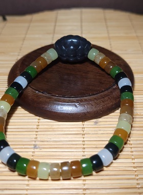 新疆的猫zg080904 18.4克，色彩感佳的多宝药片+龟壳手串