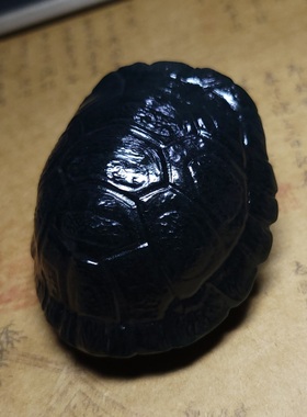 新疆的猫Z122901 101.0克又黑又油亮细润格尔木黑青玉空腔龟甲