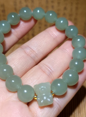 新疆的猫zg122405 26.9克，冰润冒油纯净老坑晴水圆珠手链