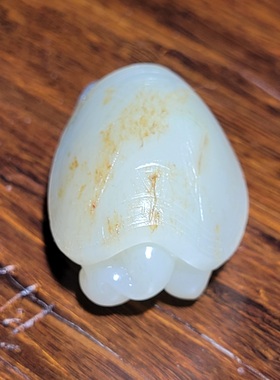 新疆的猫C123108 40.4克，油润有质感秋梨皮白玉籽料龙龟挂件