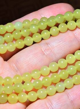 JJ0031210新疆的猫36.2克6mm圆玉润的且末黄口玉圆珠108项链