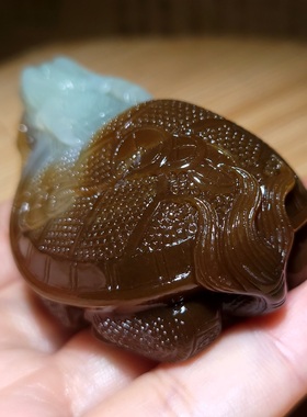 新疆的猫zg010405 112.1克糖美油脂感极强且末糖高青白玉龙龟摆件