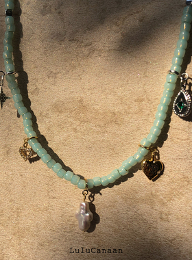 银玻璃吊坠女夏日多元素项链小众