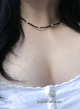 薄荷可可米珠项链清迈手工银