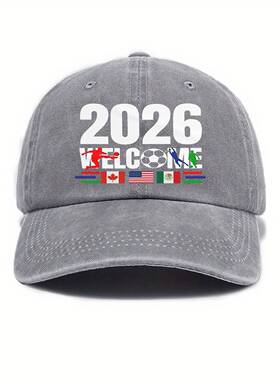 外贸水洗软顶棒球帽女2026世界杯印花春夏季弯檐户外遮阳帽子男