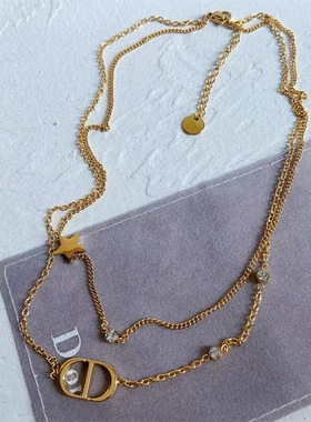 2512CD字母项链女2024年新款爆款毛衣链双层轻奢小众锁骨链颈链蛇