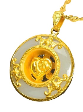 2512s925银天然时来运佛吊坠平安扣镀金吊坠复古锁骨链饰品送妈妈