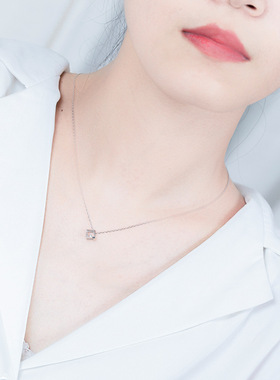 2511万盈首饰方框项链女s925纯银韩版几何正方形时尚简约轻奢个性